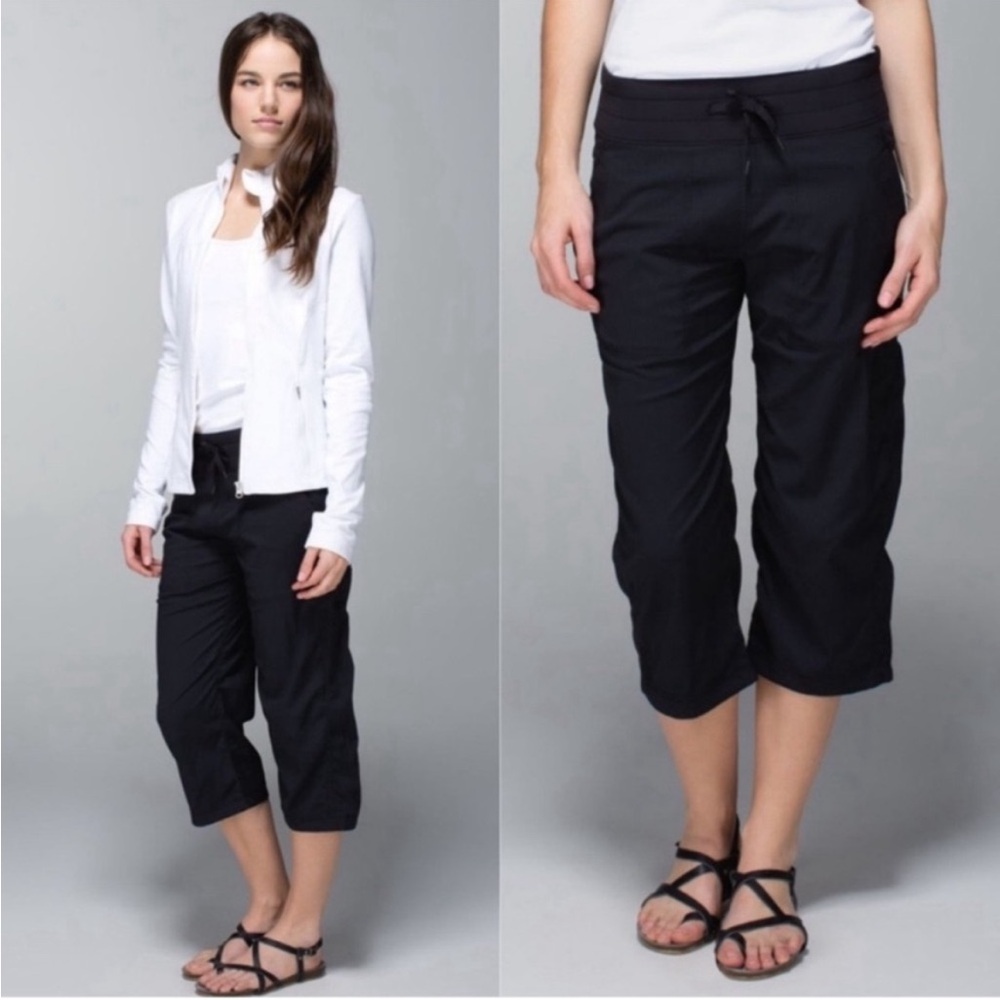 Lululemon • studio crop pants in black sz 4